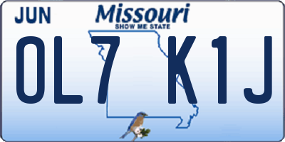 MO license plate OL7K1J