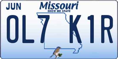 MO license plate OL7K1R