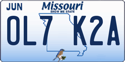 MO license plate OL7K2A