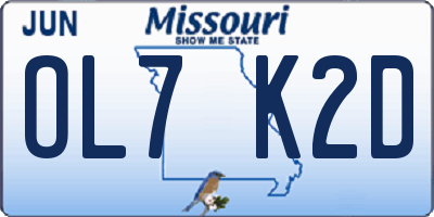MO license plate OL7K2D
