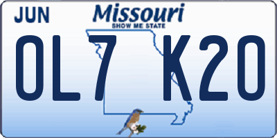 MO license plate OL7K2O