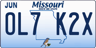 MO license plate OL7K2X