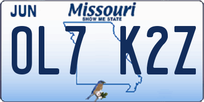 MO license plate OL7K2Z