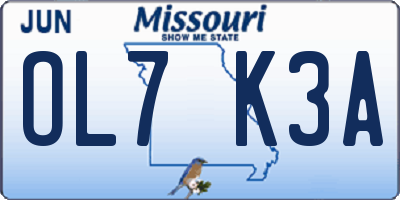 MO license plate OL7K3A