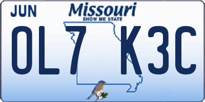 MO license plate OL7K3C