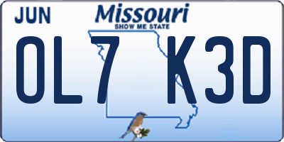 MO license plate OL7K3D