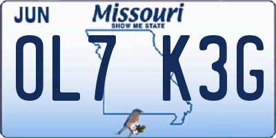 MO license plate OL7K3G