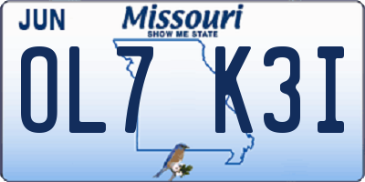 MO license plate OL7K3I