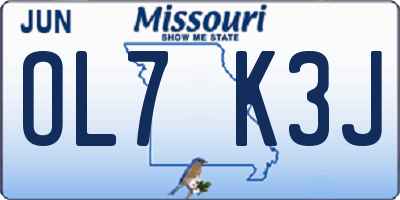 MO license plate OL7K3J