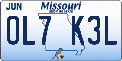 MO license plate OL7K3L