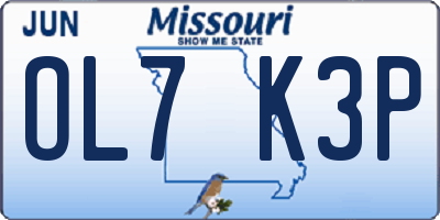 MO license plate OL7K3P