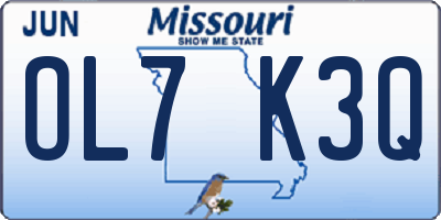 MO license plate OL7K3Q