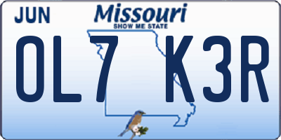 MO license plate OL7K3R
