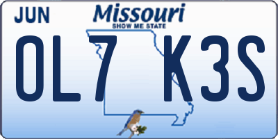 MO license plate OL7K3S