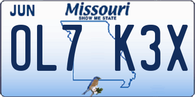 MO license plate OL7K3X