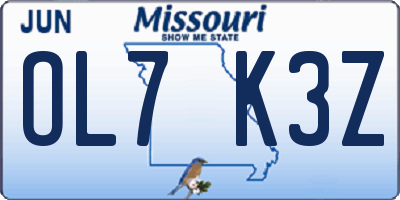 MO license plate OL7K3Z