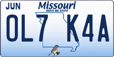 MO license plate OL7K4A