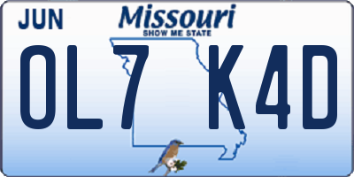MO license plate OL7K4D