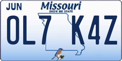 MO license plate OL7K4Z