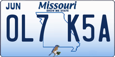 MO license plate OL7K5A