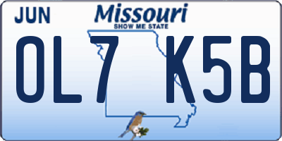 MO license plate OL7K5B