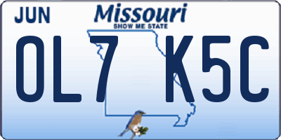 MO license plate OL7K5C
