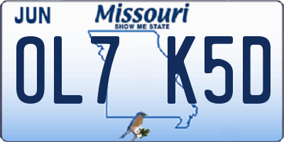 MO license plate OL7K5D