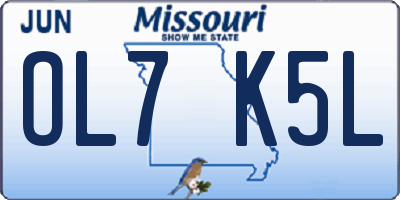 MO license plate OL7K5L