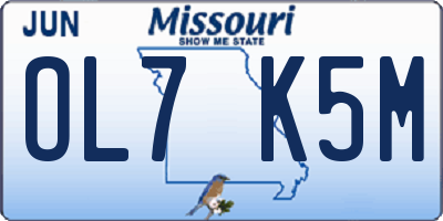 MO license plate OL7K5M