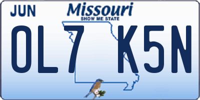 MO license plate OL7K5N