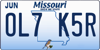 MO license plate OL7K5R