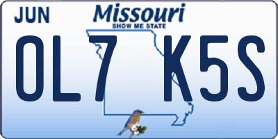 MO license plate OL7K5S