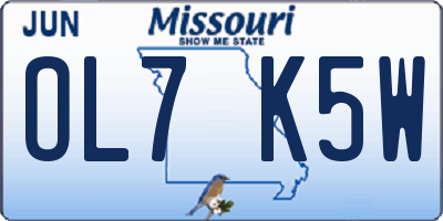 MO license plate OL7K5W