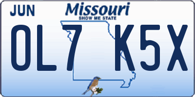 MO license plate OL7K5X
