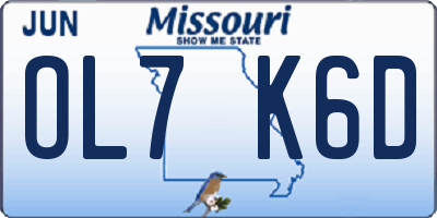 MO license plate OL7K6D
