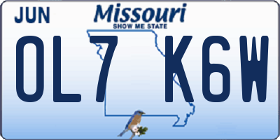 MO license plate OL7K6W