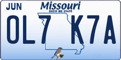 MO license plate OL7K7A