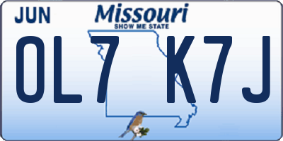 MO license plate OL7K7J