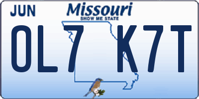 MO license plate OL7K7T