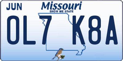MO license plate OL7K8A