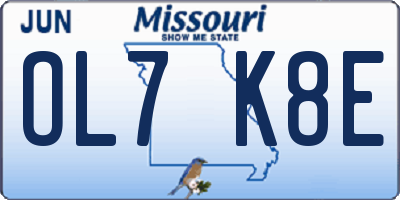 MO license plate OL7K8E