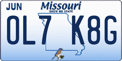 MO license plate OL7K8G