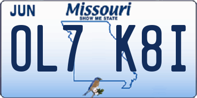 MO license plate OL7K8I
