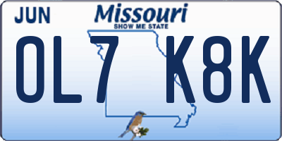 MO license plate OL7K8K