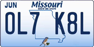 MO license plate OL7K8L