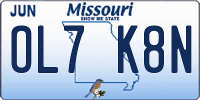 MO license plate OL7K8N
