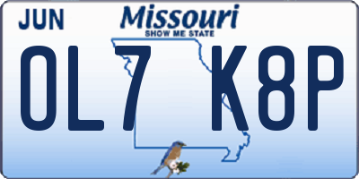 MO license plate OL7K8P