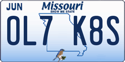 MO license plate OL7K8S