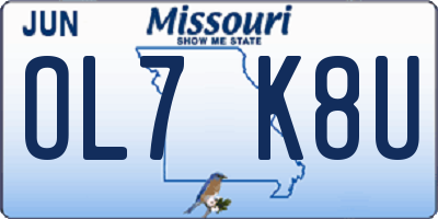 MO license plate OL7K8U