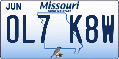 MO license plate OL7K8W